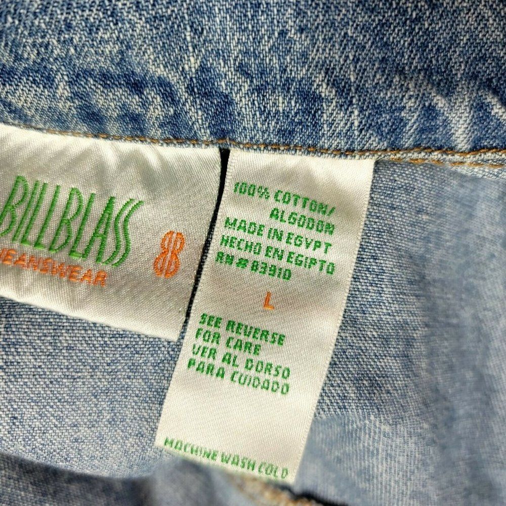 Vintage 90s Bill Blass L Light Wash Denim Button Front Jacket Jean Lightweight - Picture 7 of 7